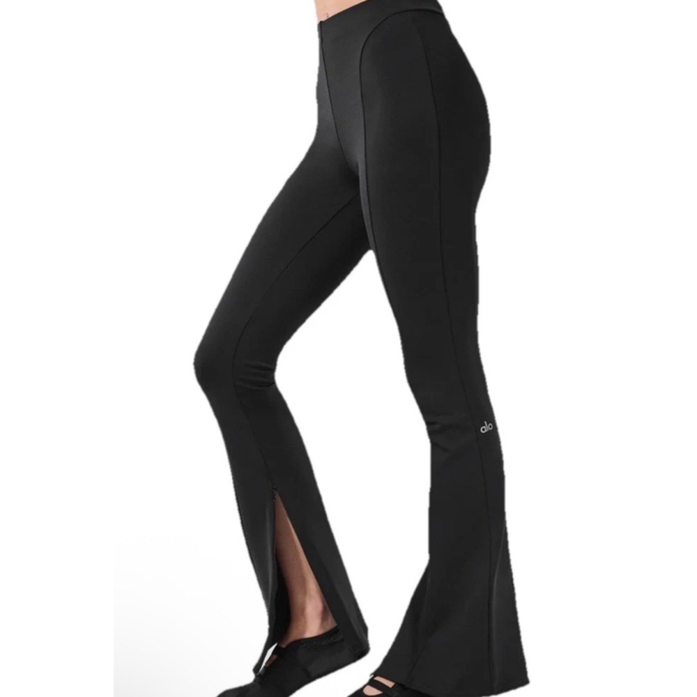 Alo Yoga Size XS High Waist 7/8 Zip It Flare Legging Pants Black Athletic Sport - Picture 12 of 13